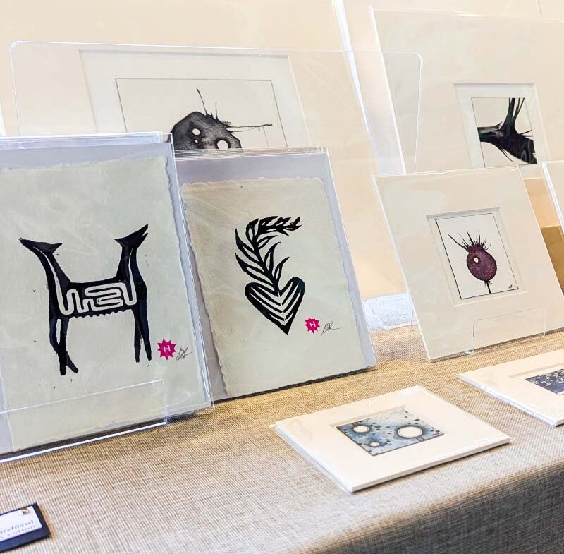 Hannah Rain Finegold's handmade art at Pike Place Market in Seattle.